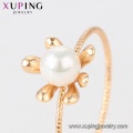 15433 xuping nouveau concepteur simple cercle romantique perle d&#39;eau douce 18 k plaqué or bague pour le mariage nuptiale